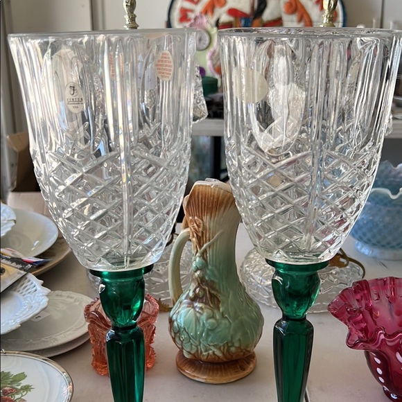 Other - Fenton crystal and green candlesticks (2)